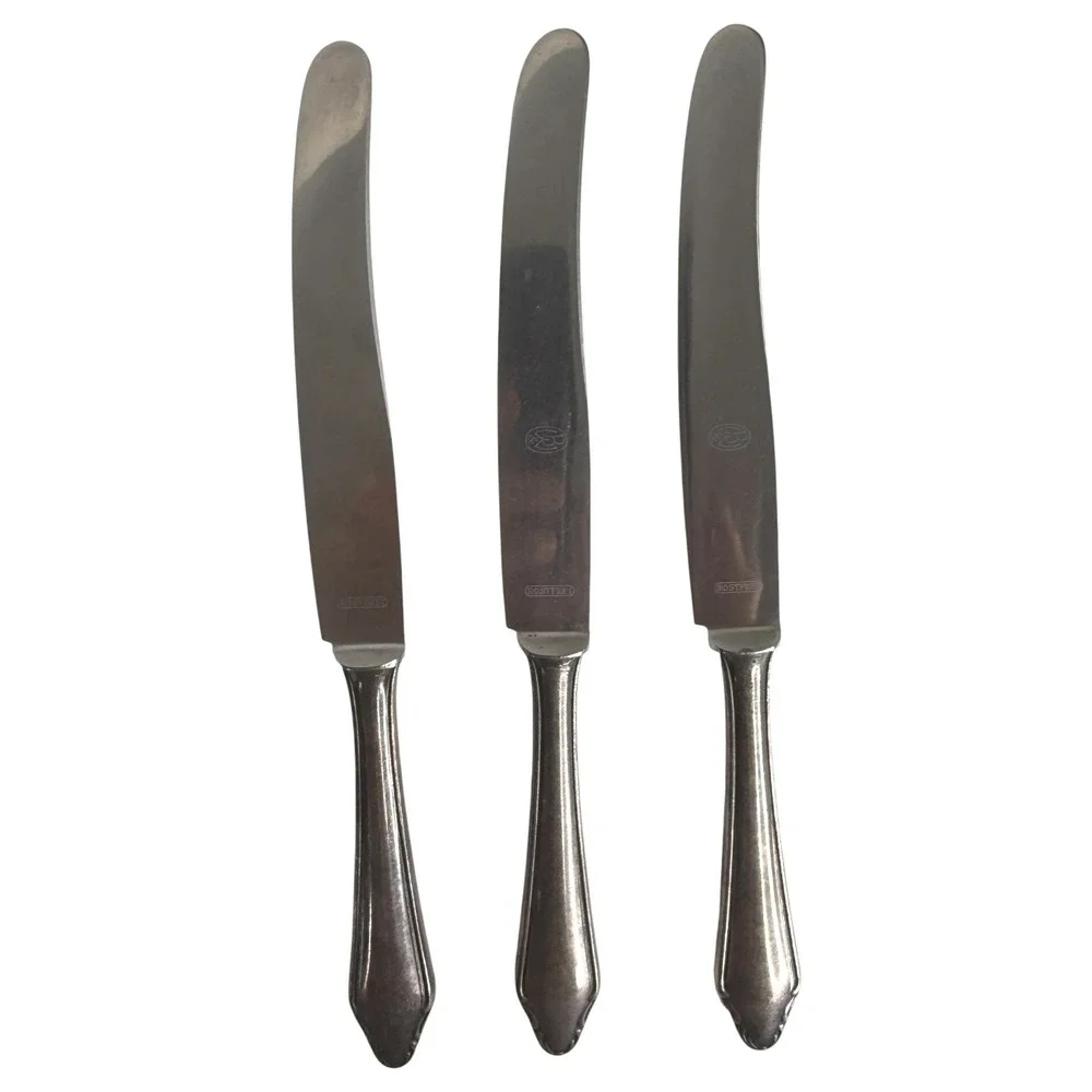 12 Walter Breuker W&B Rostfrei Dinner Knife Set Silverplate Vintage Germany